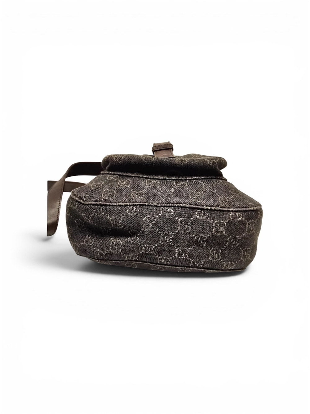 2000s Vintage GUCCI Monogram Denim Messenger Bag In Brown - Picture 5 of 7